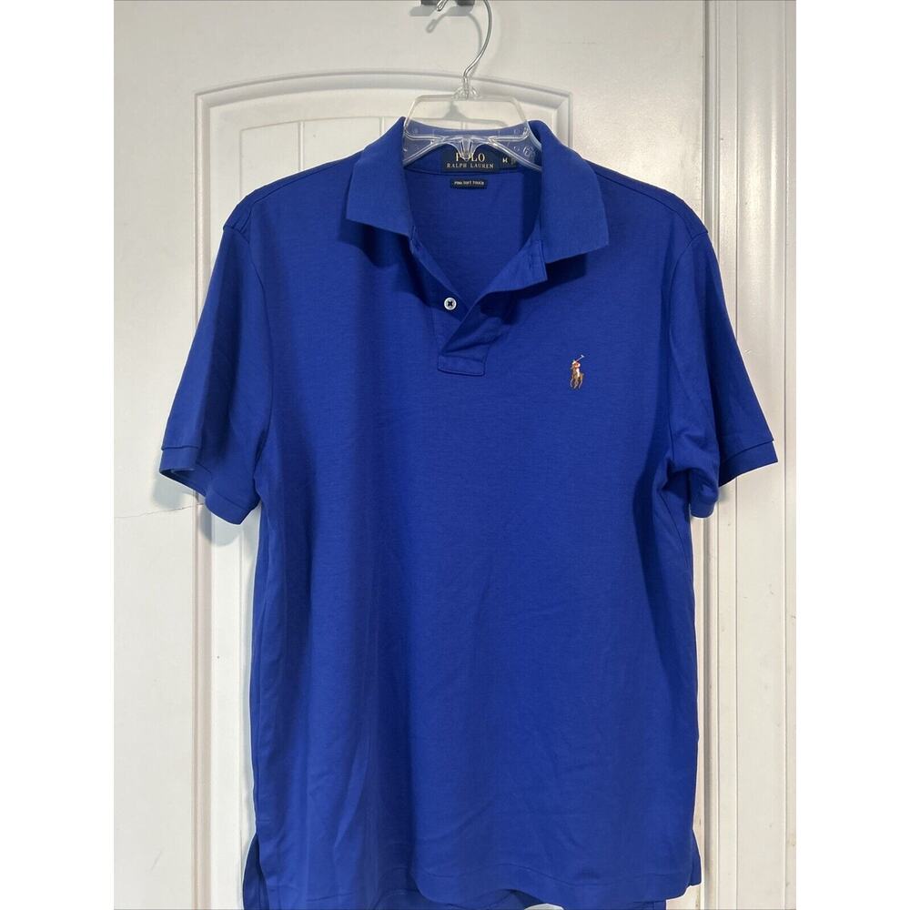 ralph Lauren Polo Shirt Adult M Cobalt Blue Mens SS Classic Beach‎ Golfer